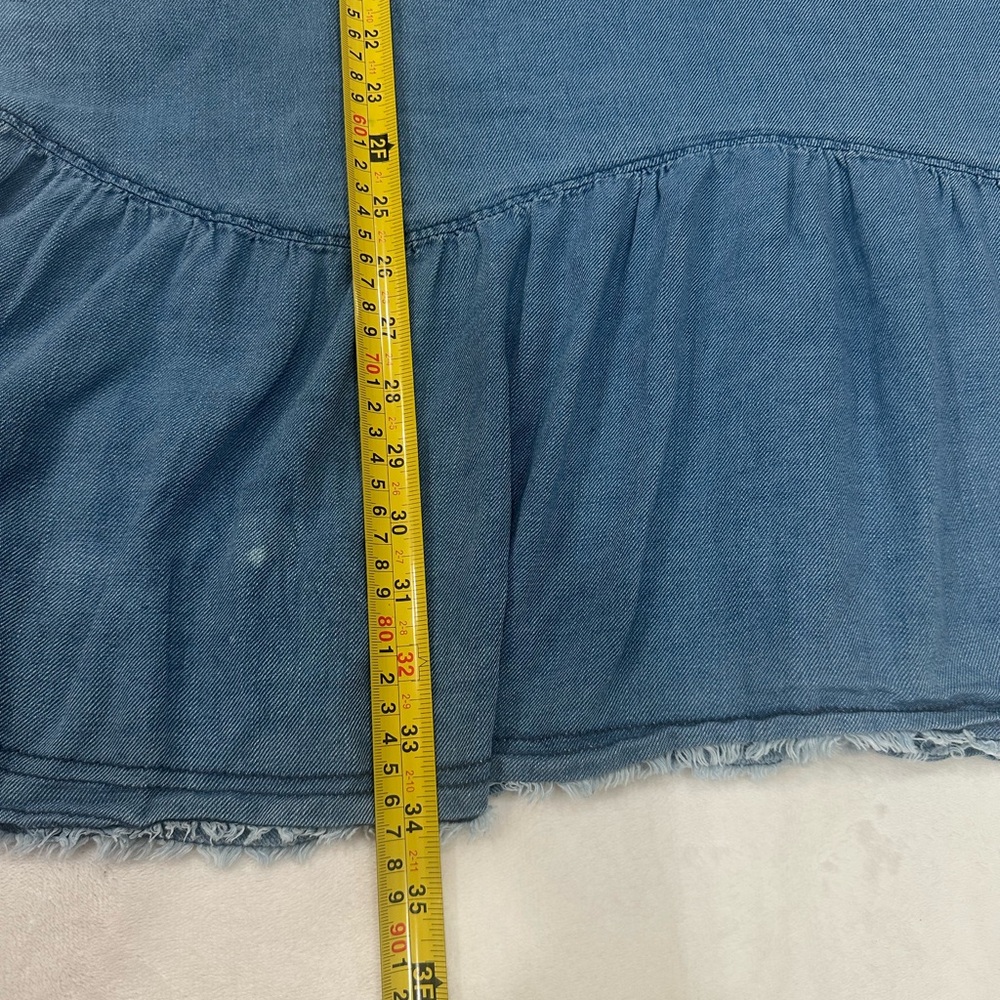Pilcro Anthorpologie Chambray Smock Shirt Dress Womens Large Ruffle Cottage Boho - Picture 6 of 11